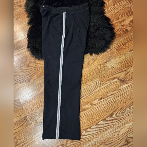 Wide Leg Sweatpants Black with White Stripes Women's Size L - Picture 2 of 6